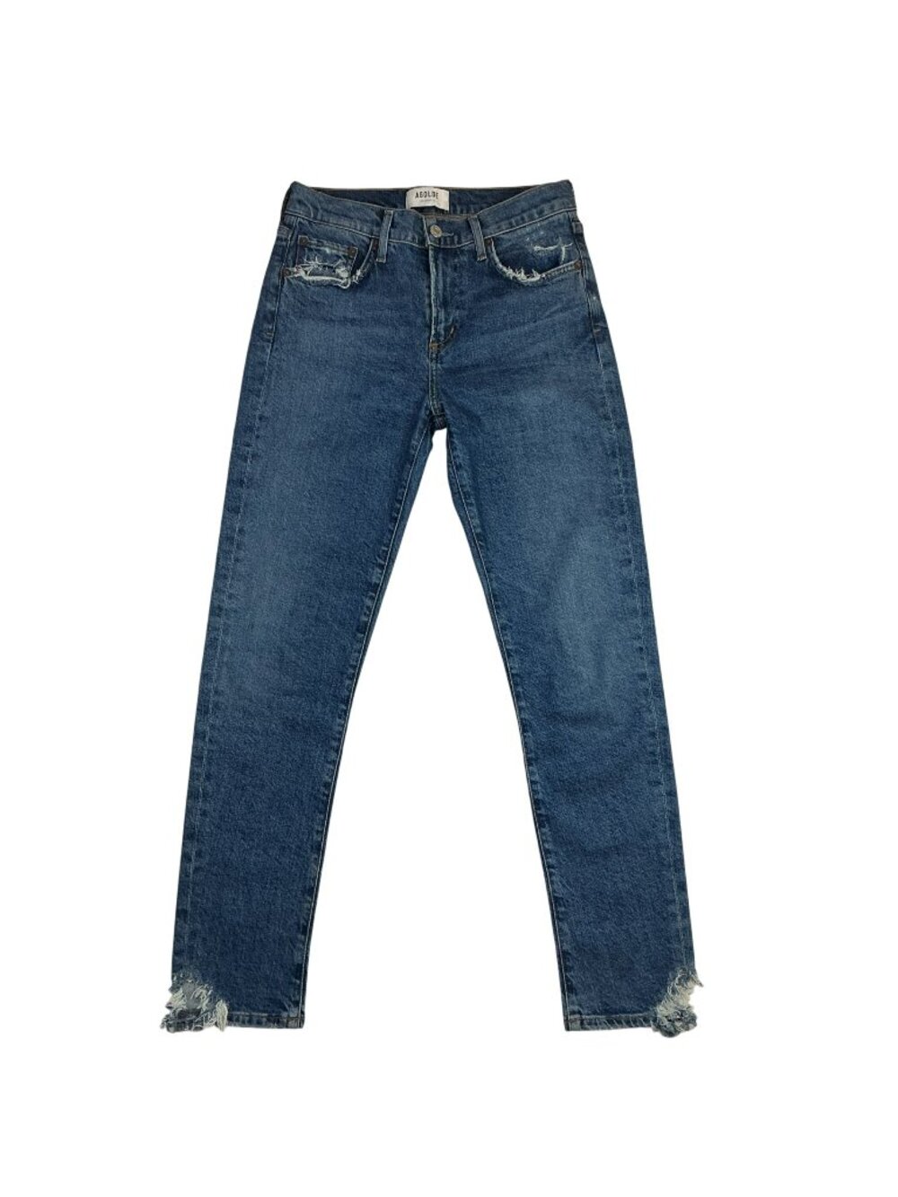 Agolde Toni High Rise Slim Jeans Distressed Hem Womens 25